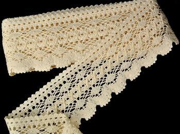 Cotton bobbin lace 75335, width 75 mm, ecru - 3