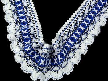 Bobbin lace No. 75335 white/royale blue | 30 m - 3