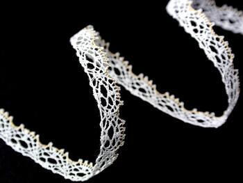 Cotton bobbin lace 75337, width 8 mm, white/Lurex gold - 3