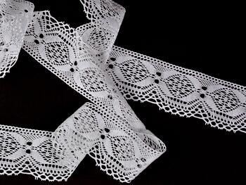 Cotton bobbin lace 75342, width 56 mm, white - 3