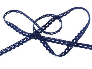 Cotton bobbin lace 75361, width 9 mm, dark blue - 3
