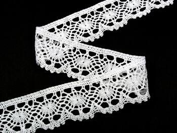 Cotton bobbin lace 75364, width 45 mm, white mercerized - 3