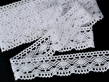 Cotton bobbin lace 75385, width 45 mm, white - 3