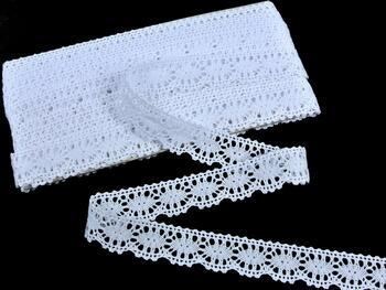Cotton bobbin lace 75394, width 25 mm, white - 3