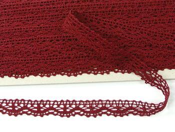 Cotton bobbin lace 75395, width 16 mm, cranberry - 3