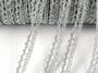 Metalic bobbin lace 75397, width 9 mm, Lurex silver - 3/4