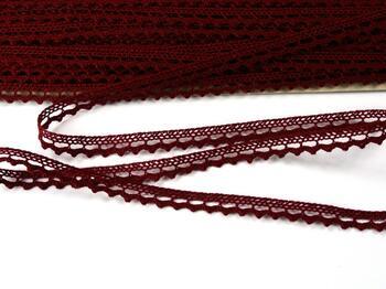 Cotton bobbin lace 75397, width 9 mm, cranberry - 3
