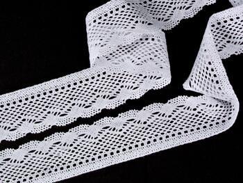 Cotton bobbin lace 75414, width 55 mm, white - 3