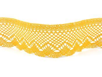 Cotton bobbin lace 75414, width 55 mm, dark yellow - 3