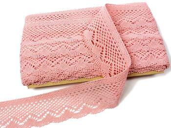 Cotton bobbin lace 75414, width 55 mm, pink - 3