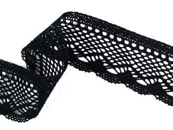 Cotton bobbin lace 75414, width 55 mm, black - 3
