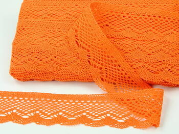 Cotton bobbin lace 75414, width 55 mm, rich orange - 3