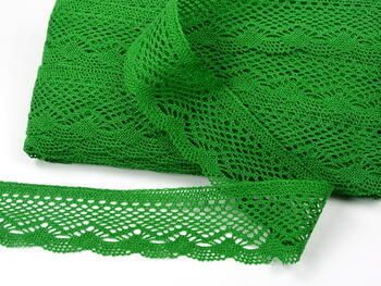 Cotton bobbin lace 75414, width 55 mm, grass green - 3