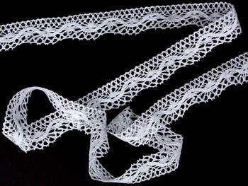 Cotton bobbin lace 75416, width 27 mm, white - 3