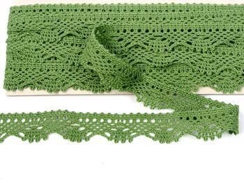 Cotton bobbin lace 75423, width 26 mm, green olive - 3