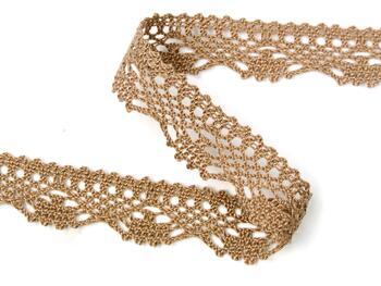 Cotton bobbin lace 75423, width 26 mm, dark beige - 3