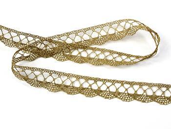 Metalic bobbin lace 75428, width 18 mm, Lurex gold antique - 3