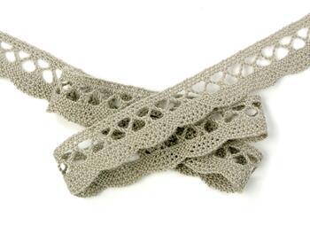 Cotton bobbin lace 75428, width 18 mm, dark linen gray - 3