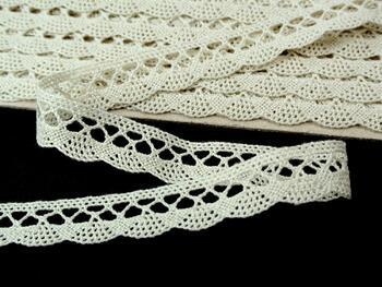 Cotton bobbin lace 75428, width 18 mm, light cream - 3