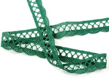Cotton bobbin lace 75428, width 18 mm, dark green - 3