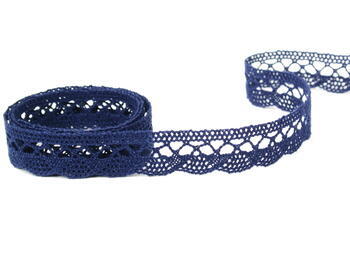 Cotton bobbin lace 75428, width 18 mm, dark blue - 3