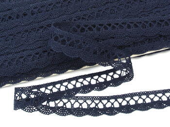 Cotton bobbin lace 75428, width 18 mm, black blue - 3