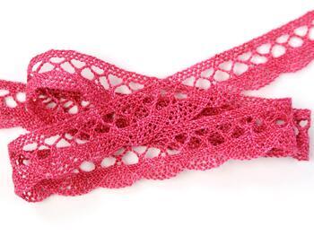 Cotton bobbin lace 75428, width 18 mm, fuchsia highlights - 3