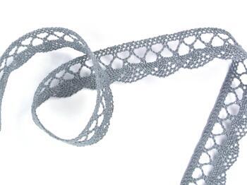 Cotton bobbin lace 75428, width 18 mm, gray - 3