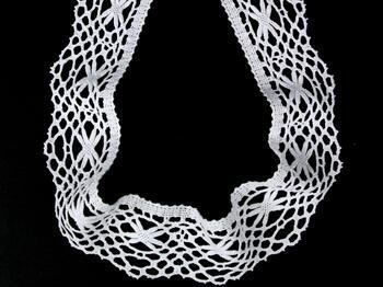 Cotton bobbin lace 75430, width 66 mm, white - 3