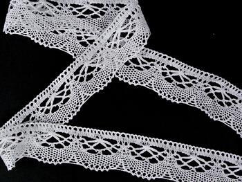 Cotton bobbin lace 75431, width 54 mm, white - 3