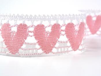 Cotton bobbin lace 75438, width 50 mm, white/pink - 3