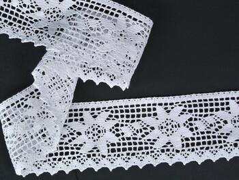Cotton bobbin lace 75440, width 66 mm, white - 3
