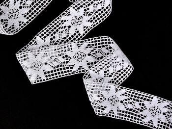 Cotton bobbin lace insert 75441, width 55 mm, white - 3
