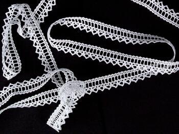 Cotton bobbin lace 75445, width 18 mm, white - 3