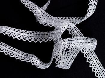 Cotton bobbin lace 75445, width 18 mm, white/white ribbon - 3
