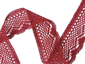 Cotton bobbin lace 75414, width 55 mm, cranberry - 3