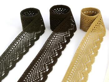 Cotton bobbin lace 75414, width 55 mm, chocolate - 3