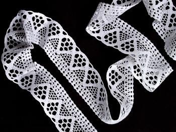 Cotton bobbin lace 75453, width 40 mm, white - 3
