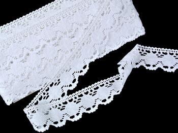 Cotton bobbin lace 75534, width 35 mm, white - 3