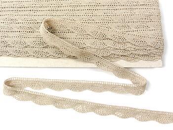 Cotton bobbin lace 75629, width 17 mm, light linen gray - 3