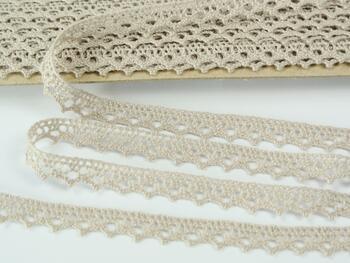 Cotton bobbin lace 75633, width 10 mm, light linen gray - 3