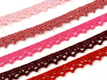 Cotton bobbin lace 75633, width 10 mm, cranberry - 3