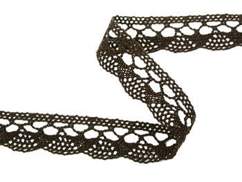 Cotton bobbin lace 75642, width 29 mm, dark brown - 3