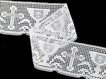 Cotton bobbin lace 75649, width 110 mm, white - 3