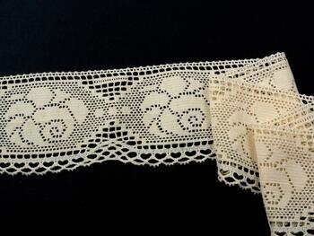 Cotton bobbin lace 75183, width 96 mm, ecru - 3
