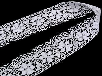 Cotton bobbin lace 81044, width 52 mm, white - 3