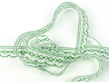 Bobbin lace No. 81215 white/grass green | 30 m - 3