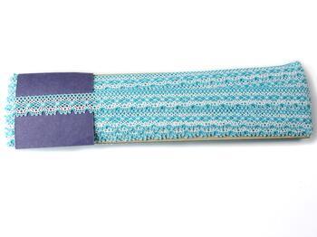 Cotton bobbin lace 81215, width 14 mm, white/turquoise - 3