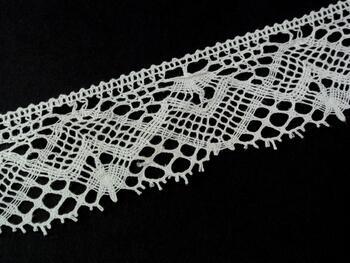 Linen bobbin lace 81294, width 50 mm, 100% linen bleached - 3