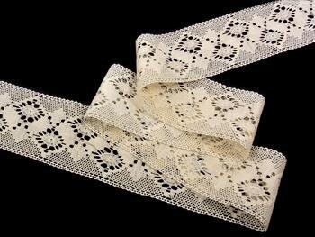 Cotton bobbin lace insert 81026, width 62 mm, ecru - 3